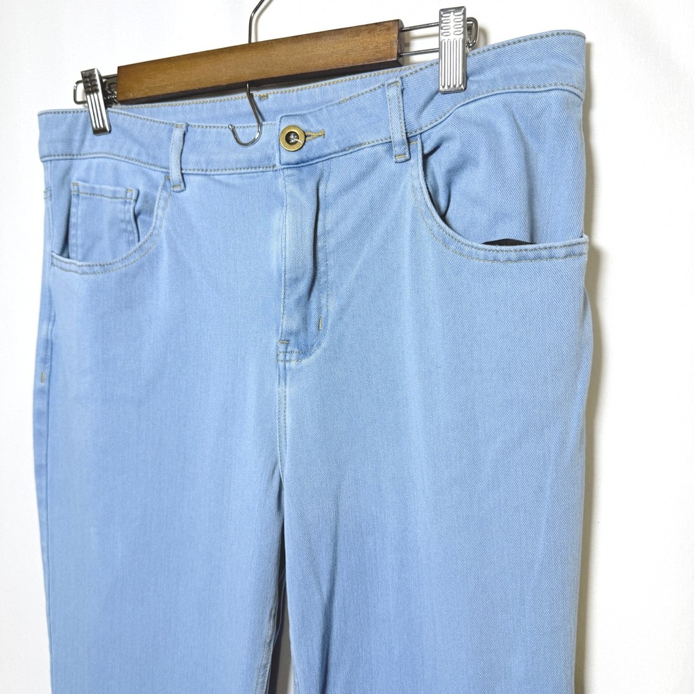 Halara Womens Light Wash High Waisted Petite Flare Jeans Blue Size L